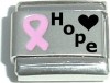 Breast cancer ribbon hope with heart - laser Italian charm